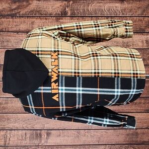 Forever 21 AIRWALK Mens Half and Half Plaid Hooded Shacket